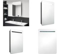 vidaXL Armoire de toilette LED Gris 60x11x80 cm - Armoire de salle de bain - Armoire de toilette - Armoire de toilette
