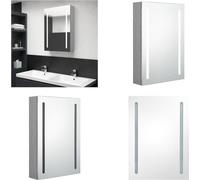 vidaXL Armoire de toilette LED gris béton 50x13x70 cm - Armoire de salle de bain - Armoire de toilette - Armoire miroir