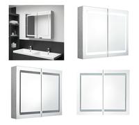 vidaXL Armoire de toilette LED gris béton 80x12x68 cm - Armoire de salle de bain - Armoire de toilette - Armoire miroir