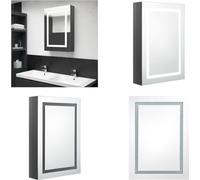 vidaXL Armoire de toilette LED Gris brillant 50x13x70 cm - Armoire de salle de bain - Armoire de toilette - Armoire miroir