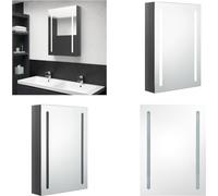 vidaXL Armoire de toilette LED gris brillant 50x13x70 cm - Armoire de salle de bain - Armoire de toilette - Armoire de toilette