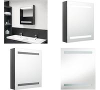 vidaXL Armoire de toilette LED Gris brillant 50x14x60 cm - Armoire de salle de bain - Armoire de toilette - Armoire miroir