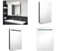 vidaXL Armoire de toilette LED gris brillant 60x11x80 cm - Armoire de salle de bain - Armoire de toilette - Armoire de toilette