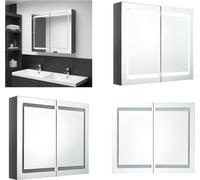 vidaXL Armoire de toilette LED Gris brillant 80x12x68 cm - Armoire de salle de bain - Armoire de toilette - Armoire miroir