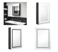 vidaXL Armoire de toilette LED Noir brillant 50x13x70 cm - Armoire de salle de bain - Armoire de toilette - Armoire miroir