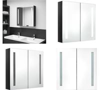 vidaXL Armoire de toilette LED Noir brillant 62x14x60 cm - Armoire de salle de bain - Armoire de toilette - Armoire miroir