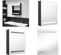 vidaXL Armoire de toilette LED Salle de bain Noir brillant 50x14x60 cm - Armoire de salle de bain - Armoire de toilette - Armoire miroir