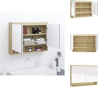 vidaXL Armoire de toilette pour salle de bain 80x15x60 cm MDF blanc et aspect chêne - lavabos de salle de bain