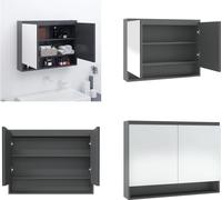vidaXL Armoire de toilette pour salle de bain 80x15x60 cm MDF Gris - Armoire de toilette - Armoire miroir - Armoire de salle de bain