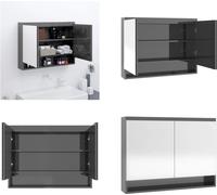 vidaXL Armoire de toilette pour salle de bain 80x15x60 cm MDF Gris brillant - Armoire de toilette - Armoire à glace - Armoire de salle de bain