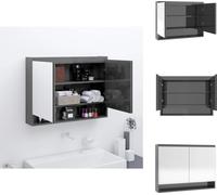 vidaXL Armoire de toilette pour salle de bain 80x15x60 cm MDF Gris brillant - lavabos de salle de bain
