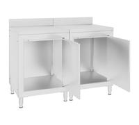 vidaXL Table de Travail Commerciale avec Armoire Equipement de Cuisine Armoire de Restaurant Hôtel Garage Maison 120x60x96 cm Acier Inoxydable