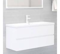 vidaXL Armoire d'évier avec lavabo intégré Blanc Aggloméré