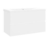 vidaXL Armoire d'Évier avec Lavabo Intégré, Meuble d'Évier avec Rangement, Armoire de Lavabo de Toilette Salle de Bain, Blanc Bois d'Ingénierie