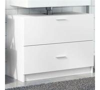 vidaXL Armoire d'évier blanc 78x37x59 cm bois d'ingénierie, armoire de salle de bain, armoire de rangement salle de bain, 848115 Blanc G