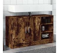 vidaXL Armoire d'évier chêne fumé 90x29x55 cm Bois d'ingénierie, Armoire de Salle de Bain, Armoire de Rangement Salle de Bain, Meuble lavabo de Salle de Bain