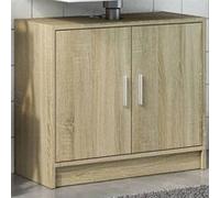 vidaXL Armoire d'évier chêne sonoma 63x29x55 cm bois d'ingénierie, armoire de salle de bain, armoire de rangement salle de 848096 Marron G