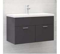 vidaXL Armoire d'évier Gris brillant 80x38 5x46 cm Aggloméré