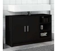 vidaXL Armoire d'évier Noir 90x29x55 cm Bois d'ingénierie, Armoire de Salle de Bain, Armoire de Rangement Salle de Bain, Meuble lavabo de Salle de Bain