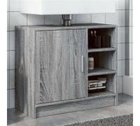 vidaXL Armoire d'évier sonoma gris 63x29x55 cm bois d'ingénierie, armoire de salle de bain, armoire de rangement salle de 848134
