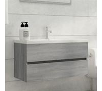vidaXL Armoire de lavabo Sonoma gris 90x38,5x45 cm Bois d'ingénierie