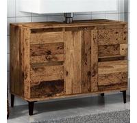vidaXL Armoire d'évier vieux bois 80x33x60 cm bois d'ingénierie, meuble sous lavabo, meuble de salle de bain, unité d'évier 857129 Marron G
