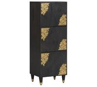 VIDAXL Armoire haute 3 portes noire en bois de manguier massif 40 x 33 x 110 cm