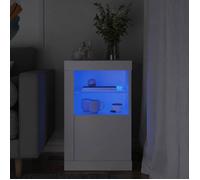 vidaXL Armoire Latérale avec Éclairage LED, Meuble de Rangement avec Étagère en Verre, Buffet de Salon Intérieur, Moderne, Blanc Bois d'Ingénierie