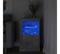 vidaXL Armoire latérale – Lumières LED, étagère en verre, moderne, gris béton