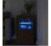 vidaXL Armoire Latérale avec Lumières LED, Meuble de Rangement avec Étagère en Verre, Buffet de Salon Intérieur, Moderne, 836642