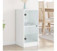 vidaXL Armoire latérale avec portes en verre 35x37x75,5 cm Blanc