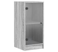 vidaXL Armoire Latérale avec Portes en Verre, Buffet avec Compartiment, Meuble de Rangement Salle de Séjour Salon Intérieur, Moderne, Sonoma Gris