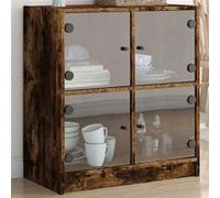 Armoire latérale avec portes en verre chêne fumé 68x37x75,5 cm836382