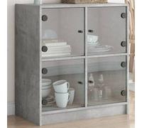vidaXL Armoire latérale avec portes en verre gris béton 68x37x75,5 cm 836381 Gris G