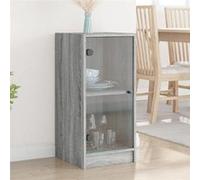 vidaXL Armoire Latérale avec Portes en Verre, Buffet avec Compartiment, Meuble de Rangement Salle de Séjour Salon Intérieur, Moderne, Sonoma Gris