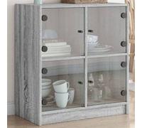 vidaXL Armoire latérale avec portes en verre sonoma gris 68x37x75,5 cm 836383 Gris G