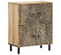 vidaXL Armoire Latérale, Buffet avec Portes, Meuble de Rangement Salon Chambre à Coucher Salle à Manger, Rétro, Bois Massif de Manguier