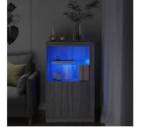 Armoire Latérale et Lumières LED, Meuble de Rangement avec Etagère en Verre, Buffet de Salon Intérieur, Moderne, 836628