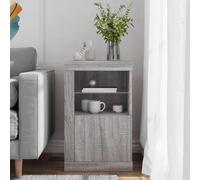 vidaXL Armoire Latérale et Lumières LED, Meuble de Rangement avec Étagère en Verre, Buffet de Salon Intérieur, Moderne, Sonoma Gris Bois d'Ingénierie