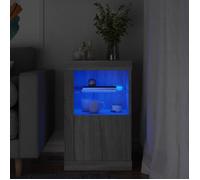 vidaXL Armoire Latérale et Lumières LED, Meuble de Rangement avec Étagère en Verre, Buffet de Salon Intérieur, Moderne, Sonoma Gris Bois d'Ingénierie
