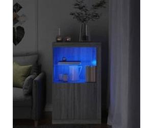 vidaXL Armoire Latérale et Lumières LED, Meuble de Rangement avec Étagère en Verre, Buffet de Salon Intérieur, Moderne, 836628 Bleu G