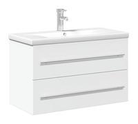 vidaXL Armoire lavabo de salle de bain avec bassin intégré, meuble sous-évier moderne, blanc