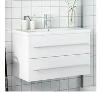 vidaXL Armoire lavabo de salle de bain avec bassin intégré, meuble sous-évier moderne, blanc