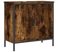 vidaXL Armoire Lavabo de Salle de Bain, Placard sous Vasque avec Porte, Meuble de Rangement, Organisateur de Toilette Intérieur, Chêne Fumé
