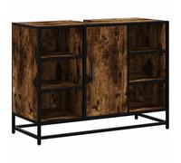 vidaXL Armoire lavabo de Salle de Bain chêne fumé Bois d'ingénierie, Meuble de lavabo de Salle de Bain, Meuble de Salle de Bain, Meuble lavabo de Toilette