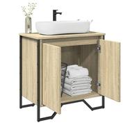 vidaXL Armoire lavabo de salle de bain chêne sonoma 60x35x60 cm, placard lavabo de salle de bain, meubles de salle de bain, 848655 Marron G