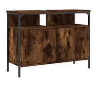 vidaXL Armoire Lavabo de Salle de Bain, Placard sous Vasque avec Porte, Meuble de Rangement, Organisateur de Toilette Intérieur, Chêne Fumé