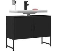 vidaXL Armoire lavabo 842461 – Placard sous vasque avec porte, rangement intérieur noir