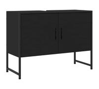 vidaXL Armoire Lavabo de Salle de Bain, Placard sous Vasque avec Porte, Meuble de Rangement, Organisateur de Toilette Intérieur, Noir Bois d'Ingénierie