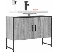vidaXL Armoire Lavabo de Salle de Bain, Placard sous Vasque avec Porte, Meuble de Rangement, Organisateur de Toilette Intérieur, Sonoma Gris Bois d'Ingénierie